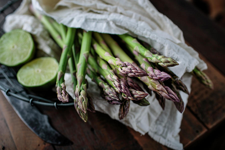 Asparagus Photograph - Fresh Green Asparagus #2 by Nailia Schwarz