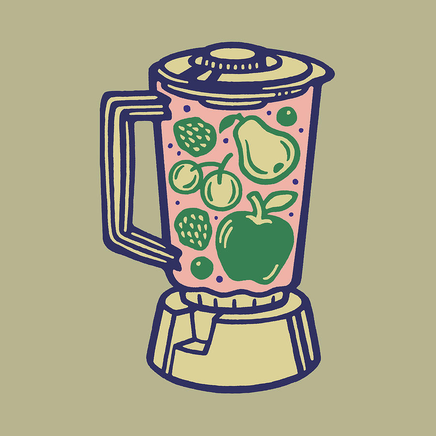 Vintage Drawing - Fruit in a Blender #2 by CSA Images