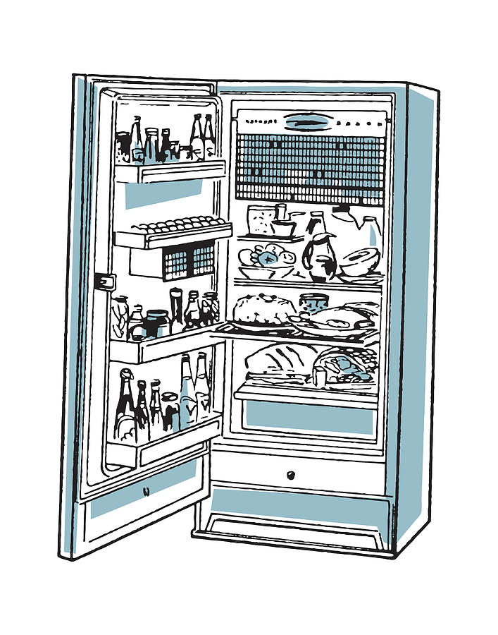 Vintage Drawing - Full Refrigerator #2 by CSA Images