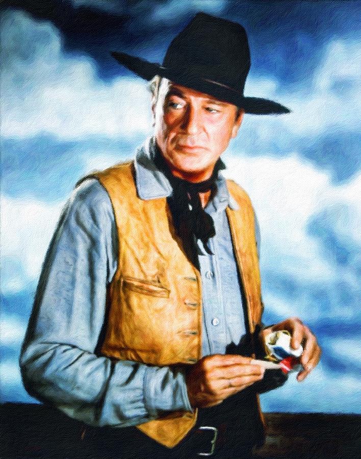 Gary Cooper, portrait #2 Painting by Vincent Monozlay