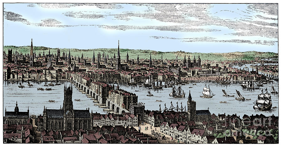 General View Of London 1666 1909 #2 Drawing by Print Collector