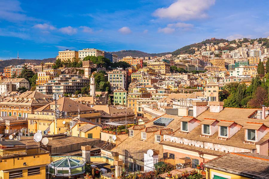 Architecture Photograph - Genova, Italy City Skyline View Towards #2 by Sean Pavone