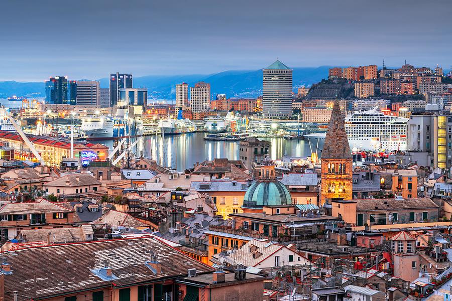 Architecture Photograph - Genova, Italy Downtown Skyline #2 by Sean Pavone