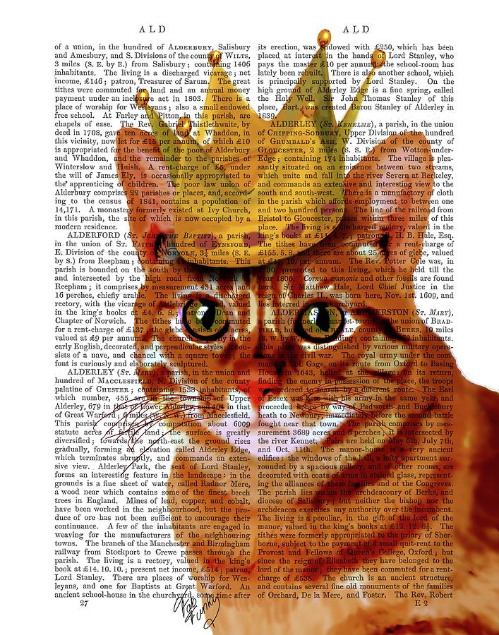 Animal Painting - Ginger Cat With Crown, Portrai #2 by Fab Funky