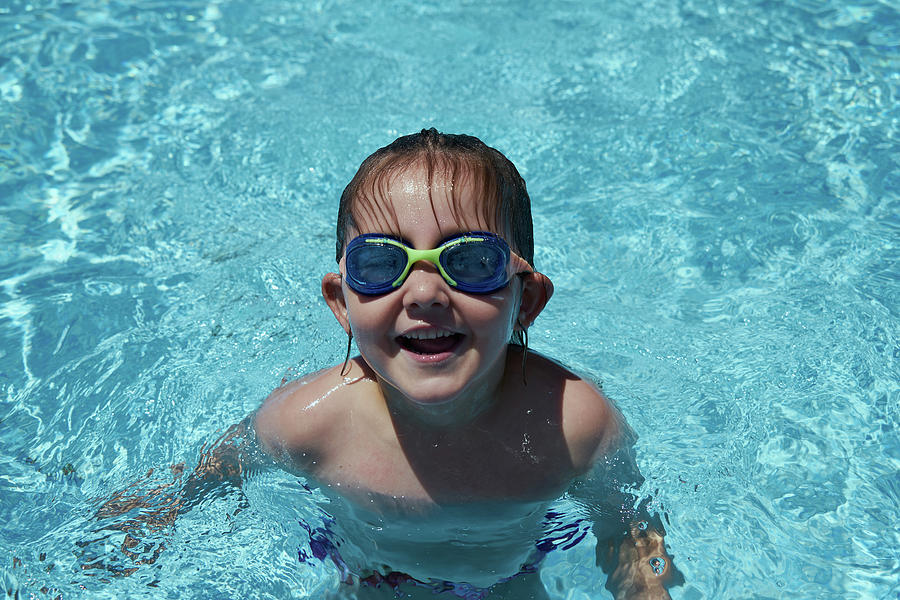 Summer Photograph - Girl With Goggles In Swimming Pool #2 by Cavan Images