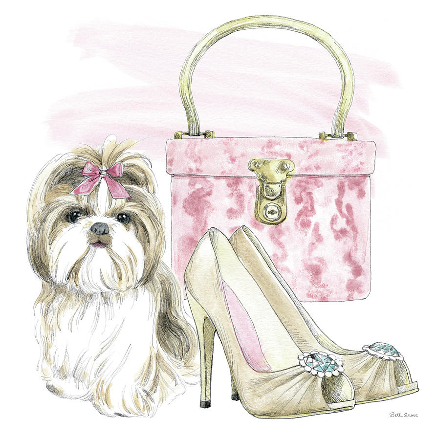 Animal Painting - Glamour Pups II #2 by Beth Grove