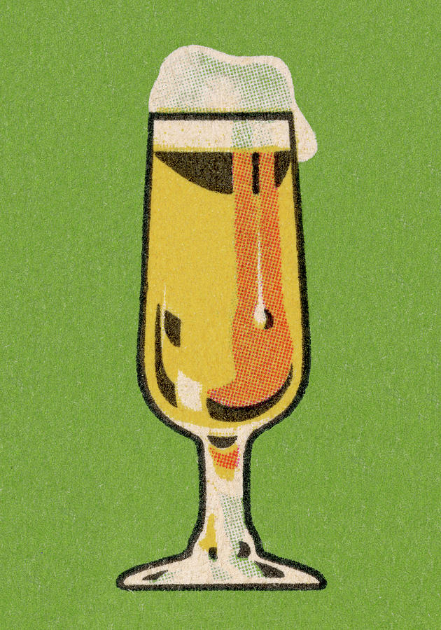 Beer Drawing - Glass of Beer #2 by CSA Images