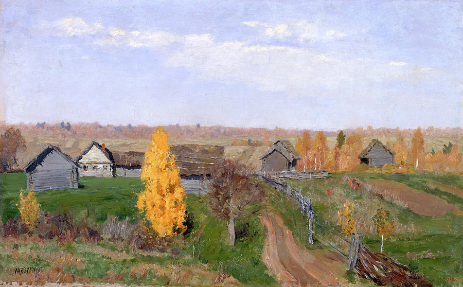 Landscape Painting - Golden autumn, Slobodka #2 by Isaac Levitan