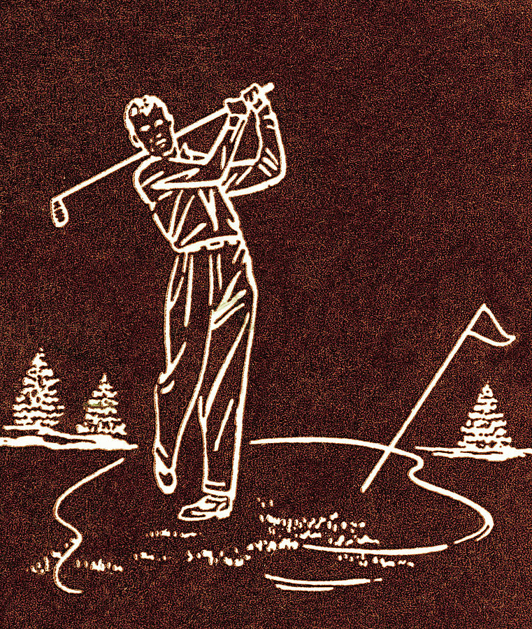 Golf Drawing - Golfer #2 by CSA Images