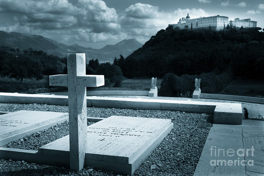 Gravestones in the Polish Cemetery standing proud towards the Ab #2 Photograph by Peter Noyce