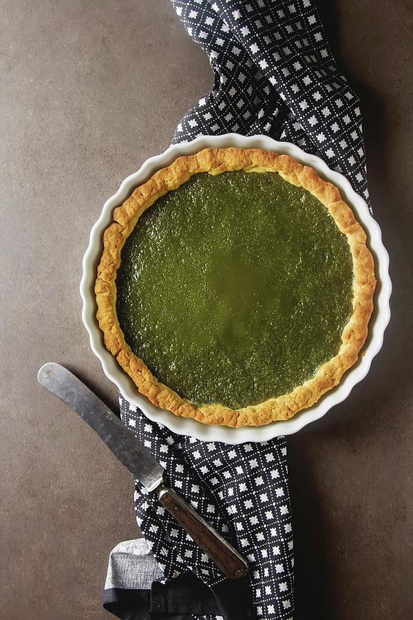 Green Tea Vegetarian Pie Match With Nuts And Mint #2 Photograph by Naltik