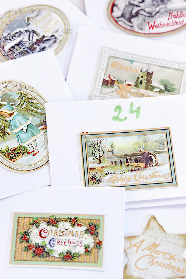 Greetings Cards With Nostalgic Christmas Motifs #2 Photograph by Angelica Linnhoff