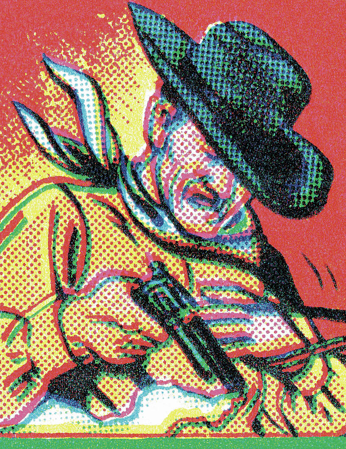 Vintage Drawing - Gunslinger #2 by CSA Images