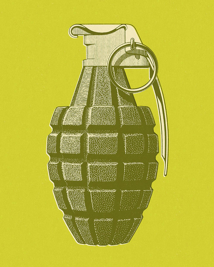 Vintage Drawing - Hand Grenade #2 by CSA Images