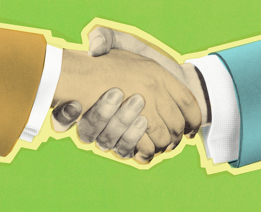 Vintage Drawing - Handshake #2 by CSA Images