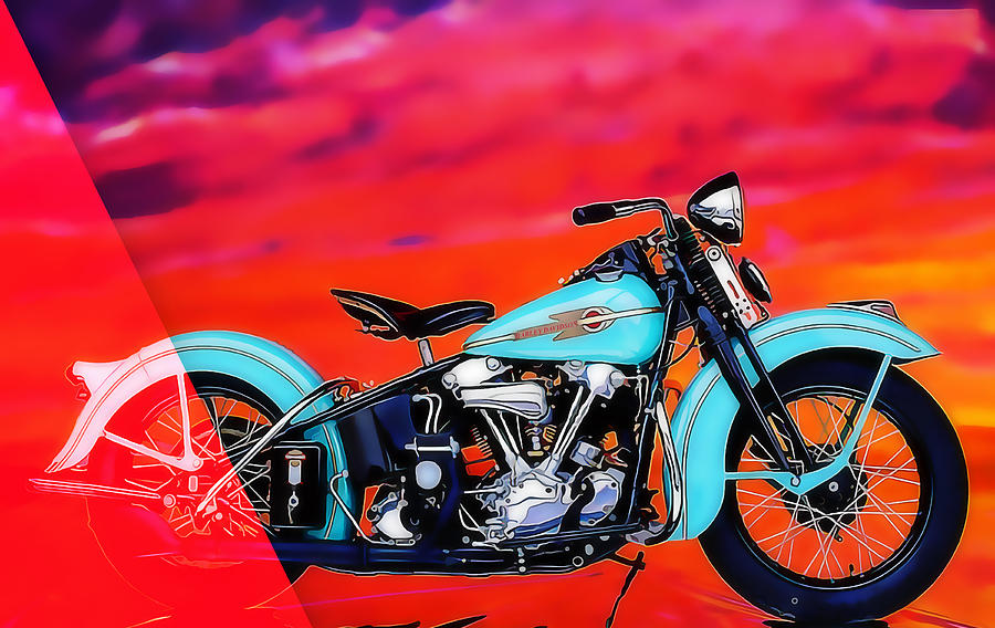 Harley Davidson Motorcycle #2 Mixed Media by Marvin Blaine