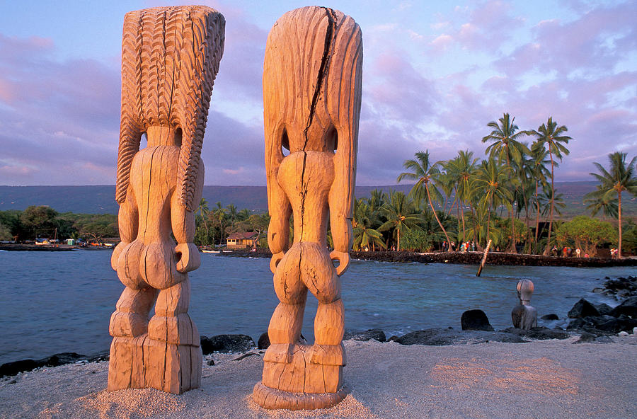 Hawaii, Big Island, Wood Statues #2 Digital Art by Heeb Photos