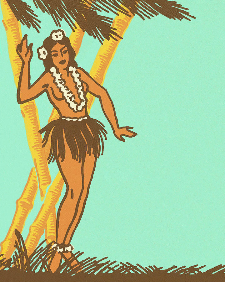 Vintage Drawing - Hawaiian Woman #2 by CSA Images