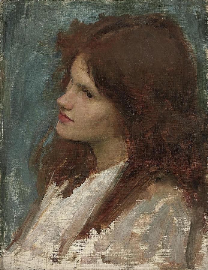 John William Waterhouse Painting - Head Of A Girl by John William Waterhouse