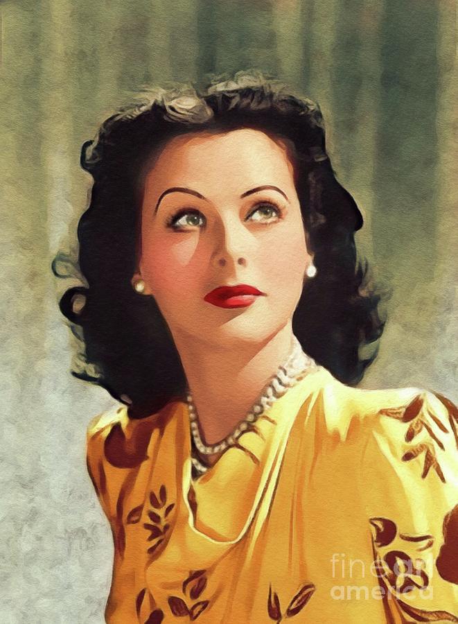 Hedy Lamarr, Vintage Movie Star Painting by Esoterica Art Agency - Fine ...