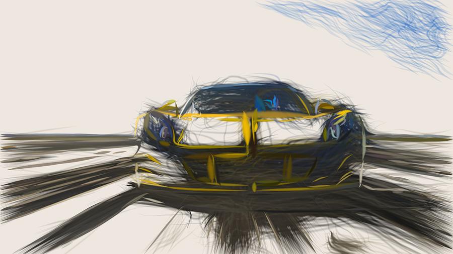 Hennessey Venom GT Spyder Draw #3 Digital Art by CarsToon Concept