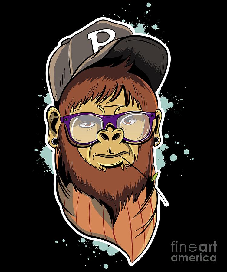 Monkey Digital Art - Hipster Monkey #3 by Mister Tee