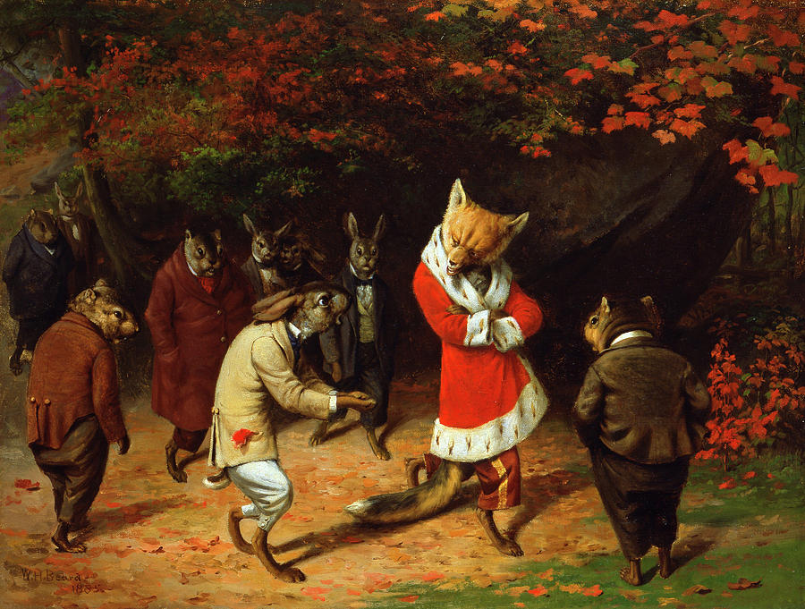 Rabbit Painting - His Majesty Receives #2 by William Holbrook Beard