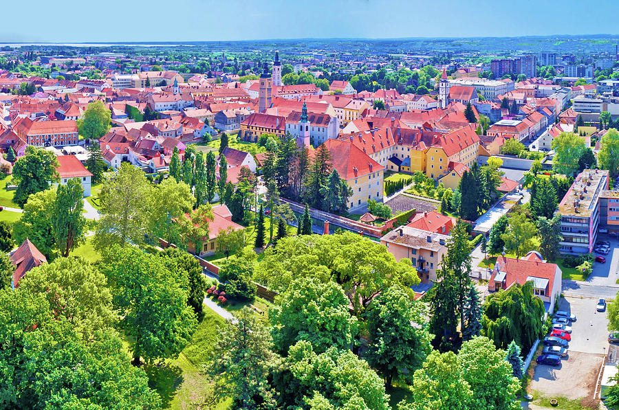 Historic town of Varazdin aerial panoramic view #2 Photograph by Brch Photography