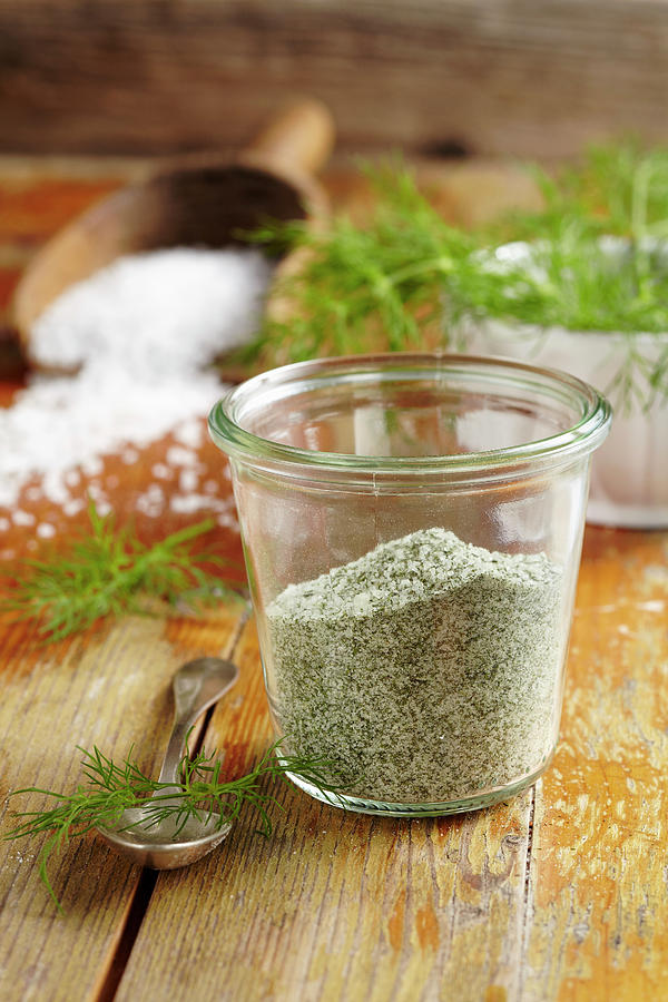 Homemade Dill Salt For Fish And Cucumber Dishes #2 Photograph by Teubner Foodfoto