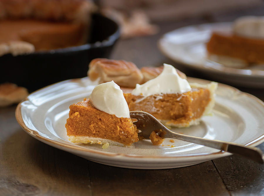Homemade Pumpkin Pie Baked In Cast Iron Pan #2 Photograph by Adelina