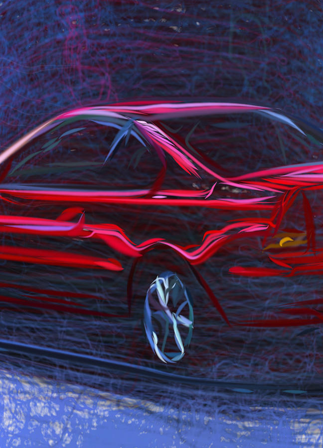 Honda Prelude Vtec Drawing #2 Digital Art by CarsToon Concept
