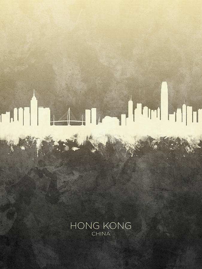Hong Kong China Skyline #2 Digital Art by Michael Tompsett