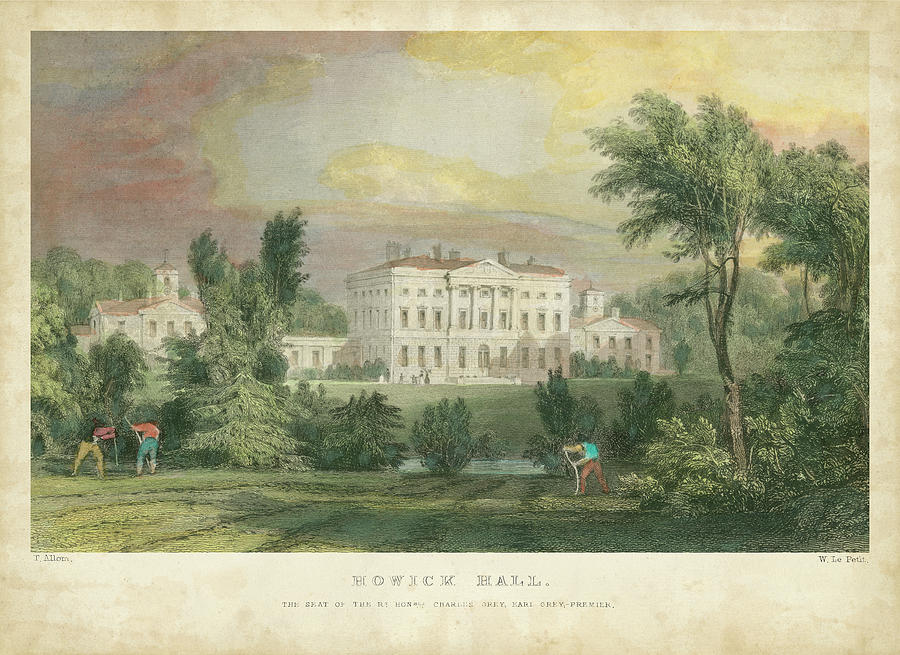 Architecture Painting - Howick Hall #2 by T. Allom