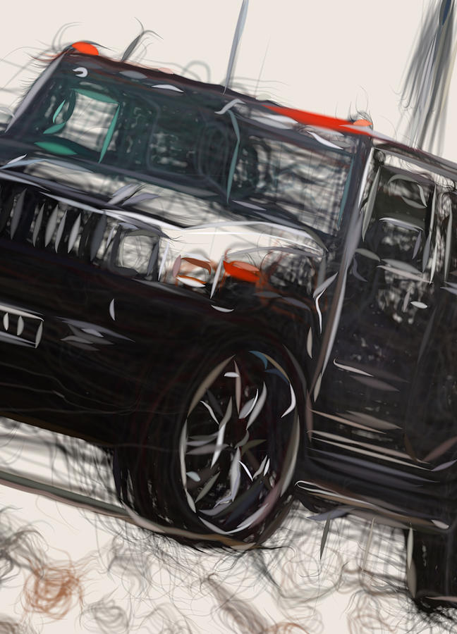 Hummer H2 Drawing Digital Art by CarsToon Concept - Pixels