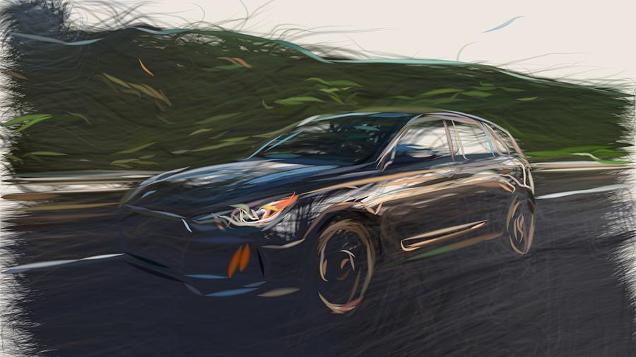 Hyundai Elantra GT Drawing #3 Digital Art by CarsToon Concept