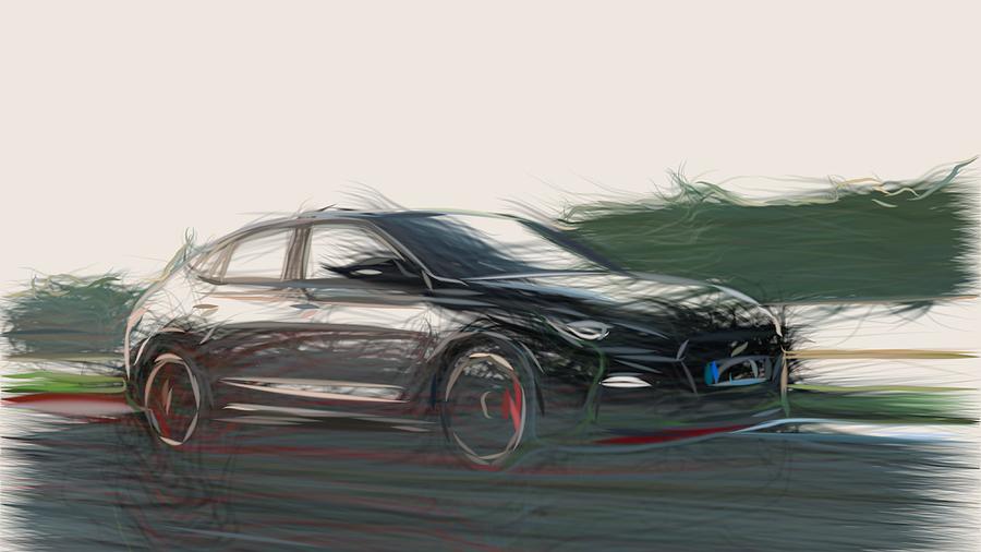 Hyundai i30 Fastback N Drawing #3 Digital Art by CarsToon Concept