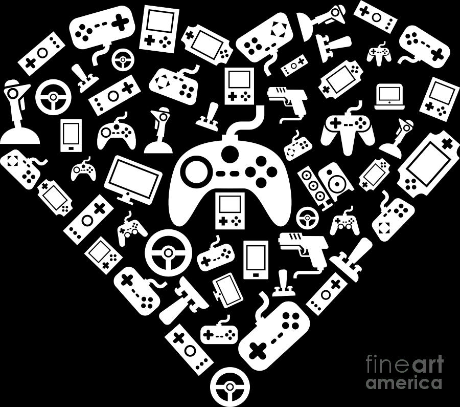 I Love Gaming Gamer Heart Games Computer Online Digital ...