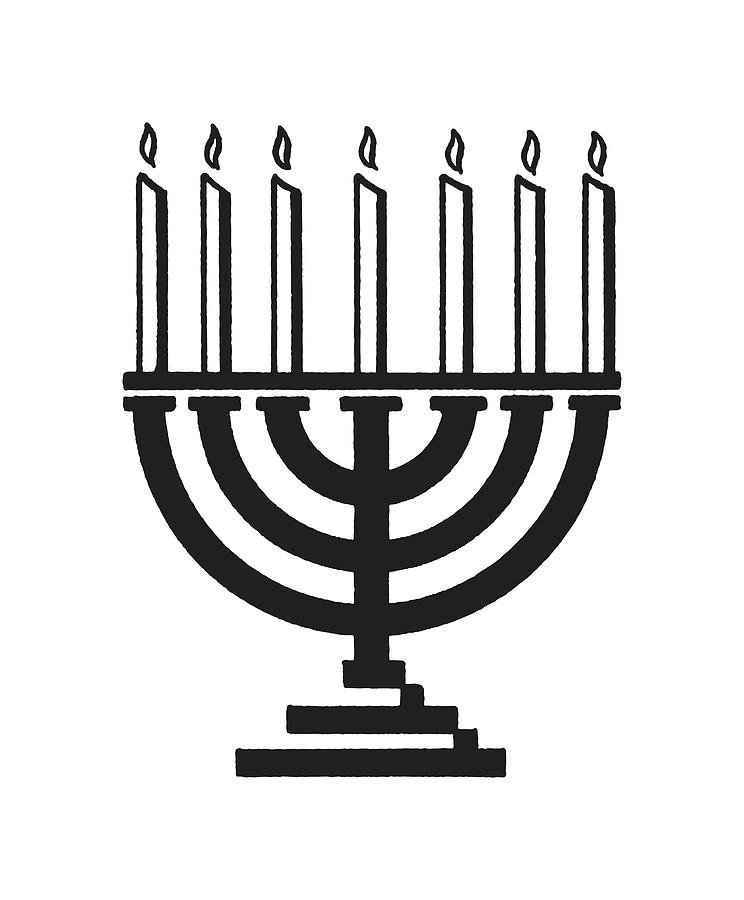 Black And White Drawing - Illustration of menorah #2 by CSA Images