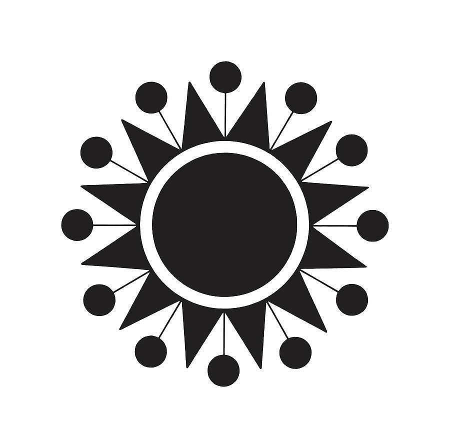 Black And White Drawing - Illustration of sun #2 by CSA Images