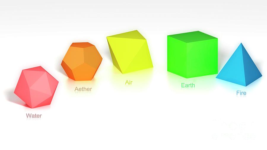 Greek Photograph - Illustration Of The Five Platonic Solids #2 by Mark Garlick/science Photo Library