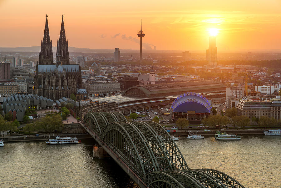 Sunset Photograph - Image Of Cologne With Cologne Cathedral #2 by Prasit Rodphan