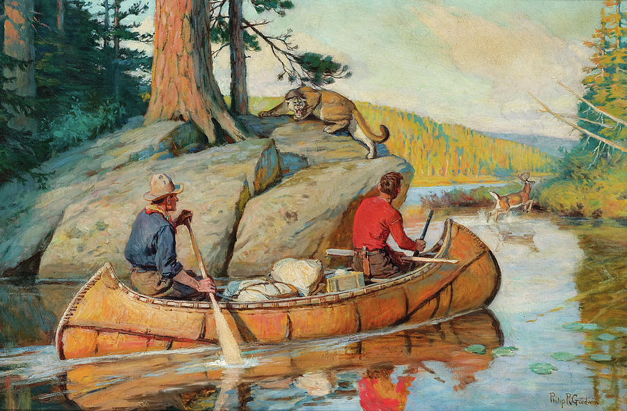Bear Painting - In The Canoe #2 by Philip R Goodwin