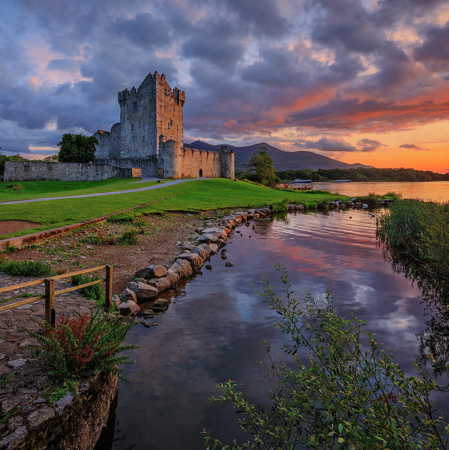 Ireland, Kerry, Killarney, Ring Of Kerry, Late Afternoon View Of The 15th Century Ross Castle Along The Shores Of Lough (lake) Leane, One Of The Highlights Of The Lakes Of Killarney National Park #2 Digital Art by Riccardo Spila