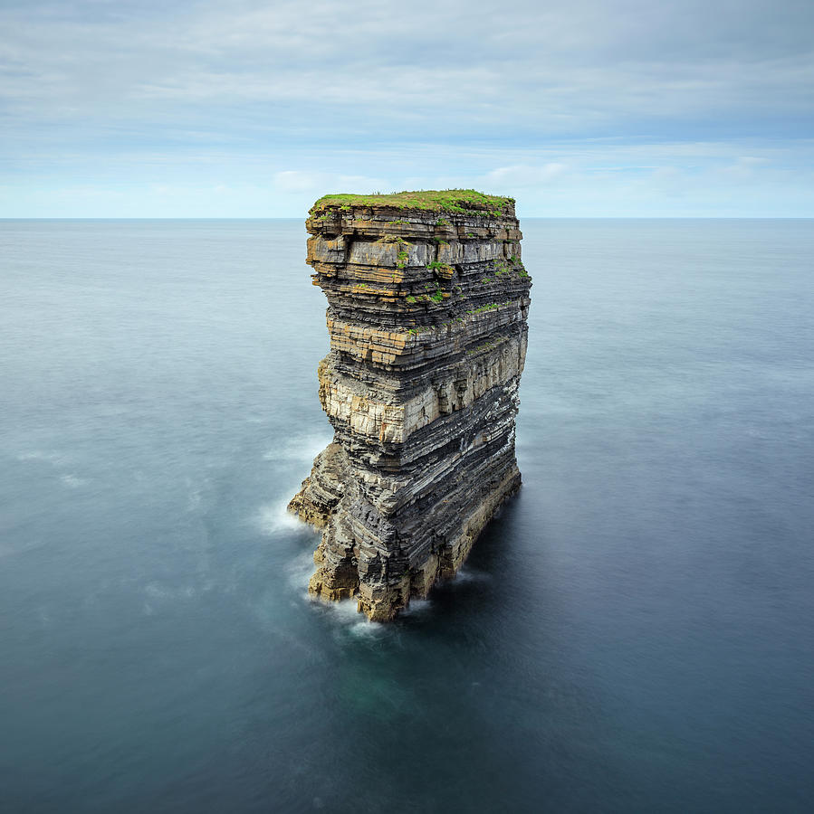 Ireland, Mayo, Ballina, View Of The Imposing Downpatrick Head Sea Stack From The Surrounding Cliffs, Near The Seaside Village Of Killala And One Of The Highlights Of The Wild Atlantic Way #2 Digital Art by Riccardo Spila