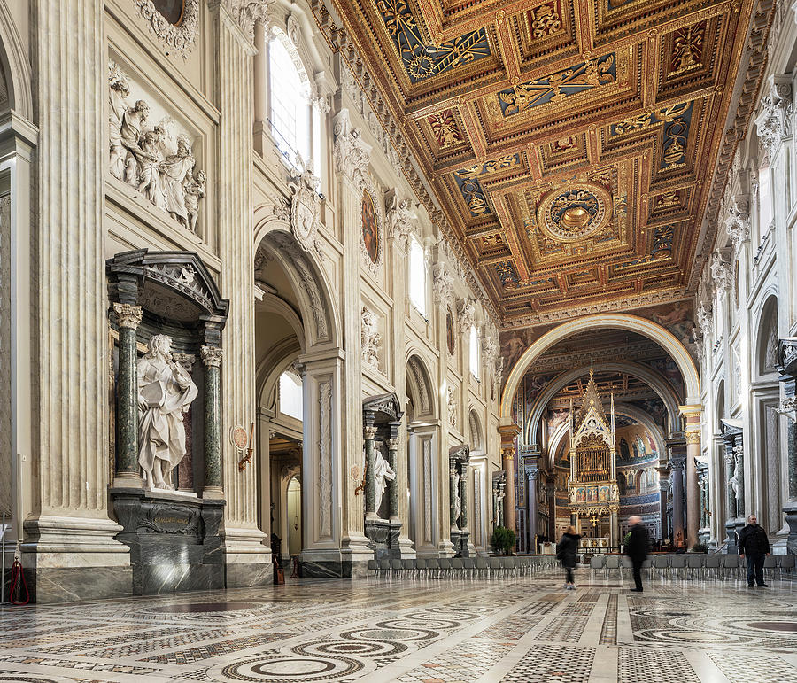 Italy, Latium, Roma District, Seven Hills Of Rome, Rome, Basilica Of St John Lateran, Interior Of The Basilica #2 Digital Art by Luigi Vaccarella