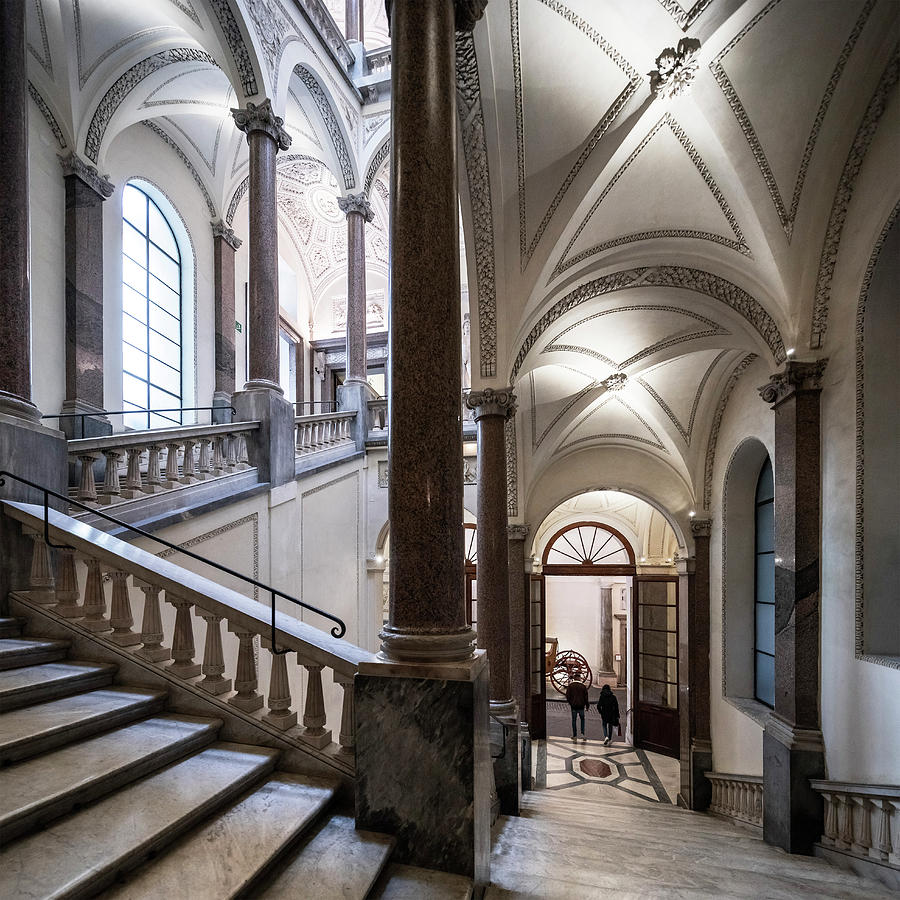 Italy, Latium, Roma District, Seven Hills Of Rome, Rome, Palazzo Braschi, Interior With Its Famous Staircase #2 Digital Art by Luigi Vaccarella
