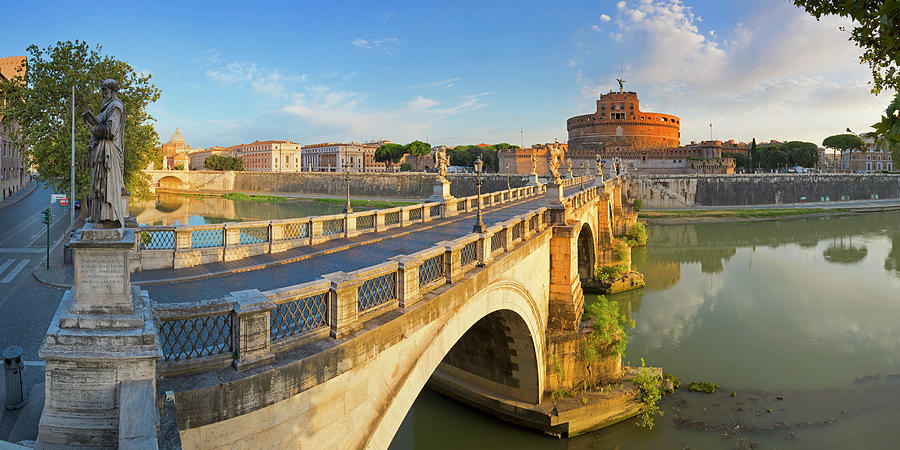Italy, Latium, Tiber, Tevere, Tiber, Roma District, Rome, Mausoleum Of Hadrian #2 Digital Art by Pietro Canali