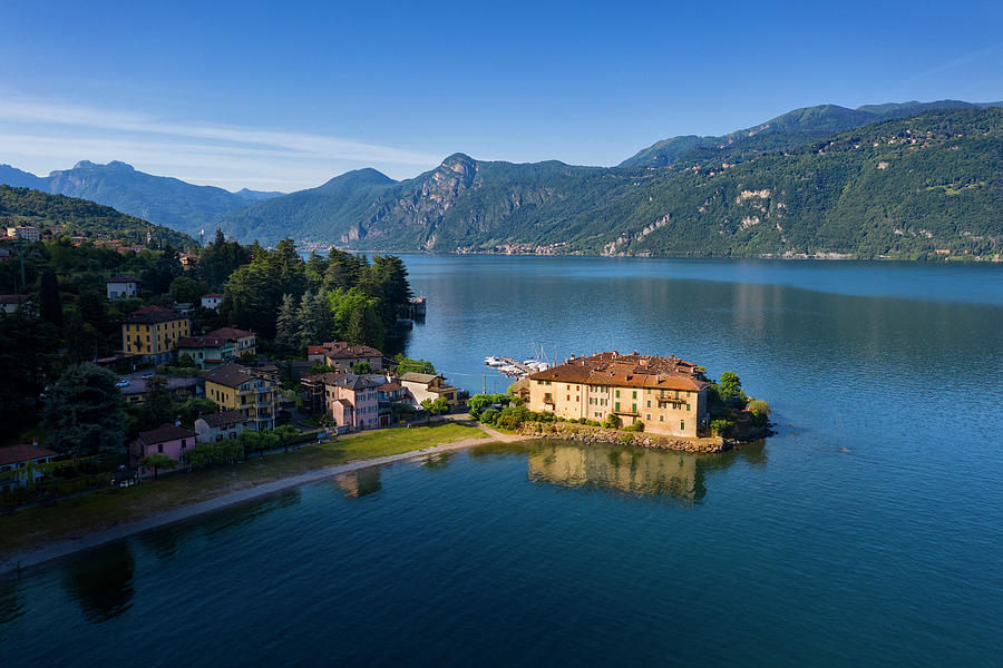 Italy, Lombardy, Lecco District, Como Lake, Lierna, View Of The Town ...