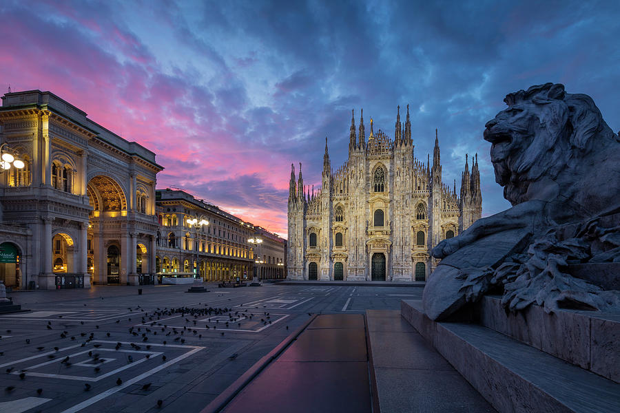 Italy, Lombardy, Milano District, Milan, Piazza Duomo, Milan Cathedral, Cathedral Square #2 Digital Art by Massimo Ripani