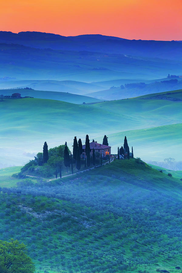 Italy, Tuscany, Siena District, Orcia Valley, San Quirico Dorcia, Dawn #2 Digital Art by Maurizio Rellini